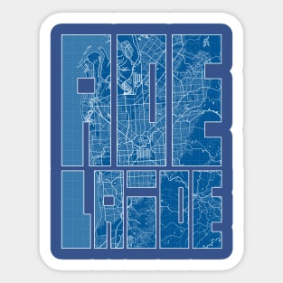 Adelaide, Australia Map Typography - Blueprint Sticker